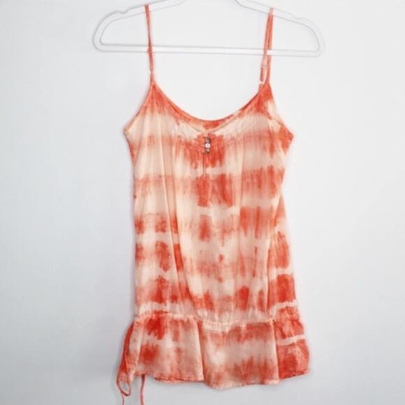 HELLO2YOU Coral Tie Dye Tank Top Cinched waist size XS - Picture 2 of 3